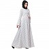 Polka dotted elegant dress abaya- White-Black Polka dotted elegant dress abaya- White-Black